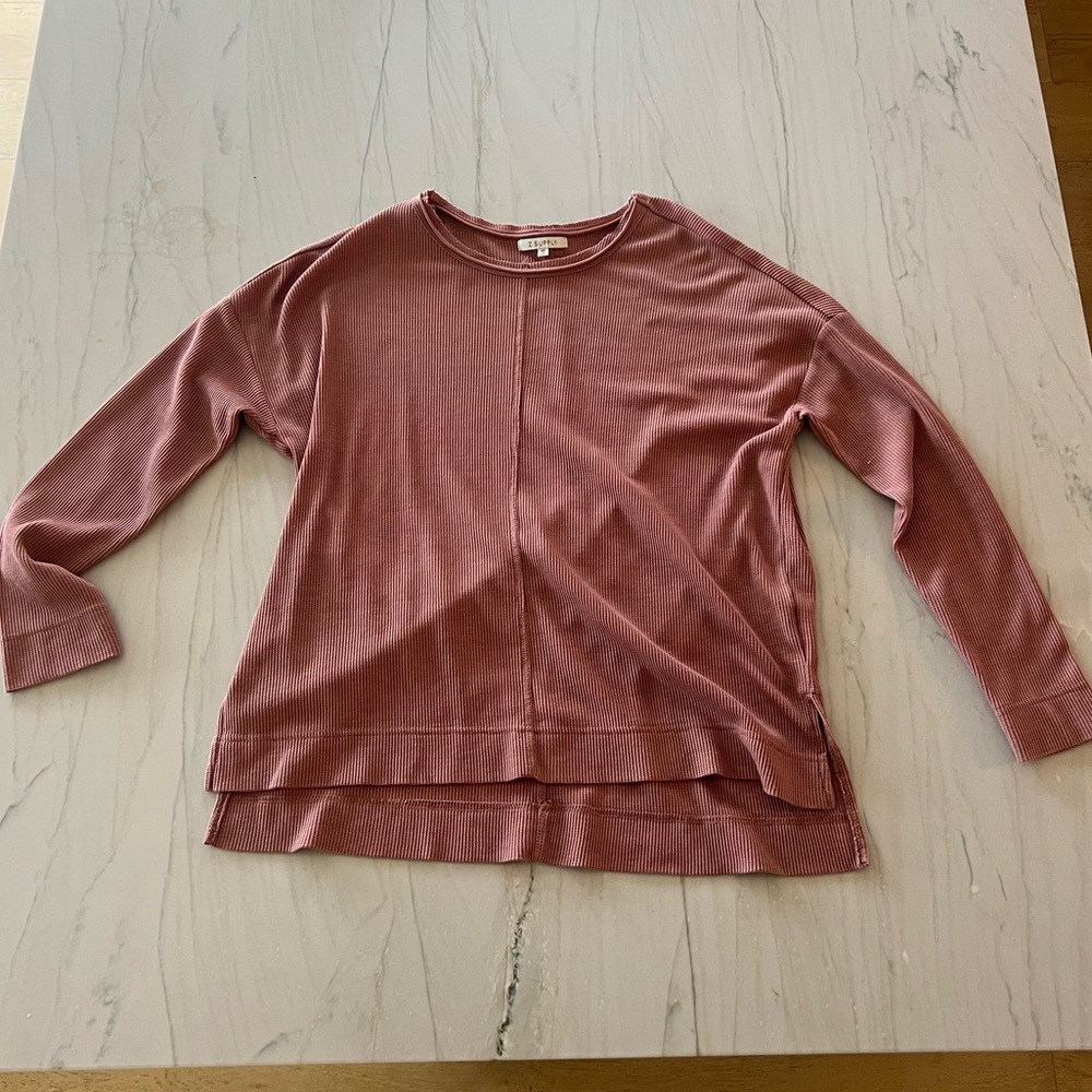 Z Supply Claire Waffle Knit Long Sleeve Dolman Style Top